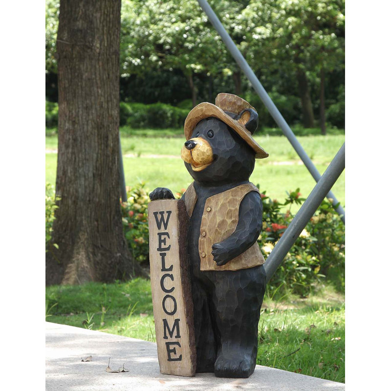 HiLine Gift Ltd. Bear Standing with Sign Statue & Reviews